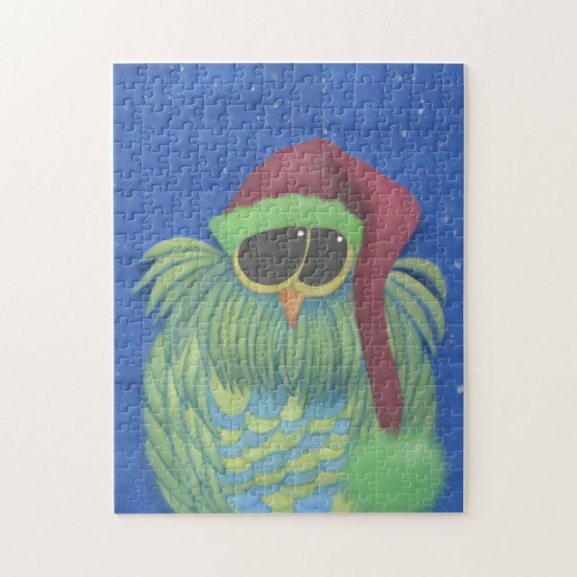 Quebra-cabeça Coruja Adorável com Papai Noel (Vertical)