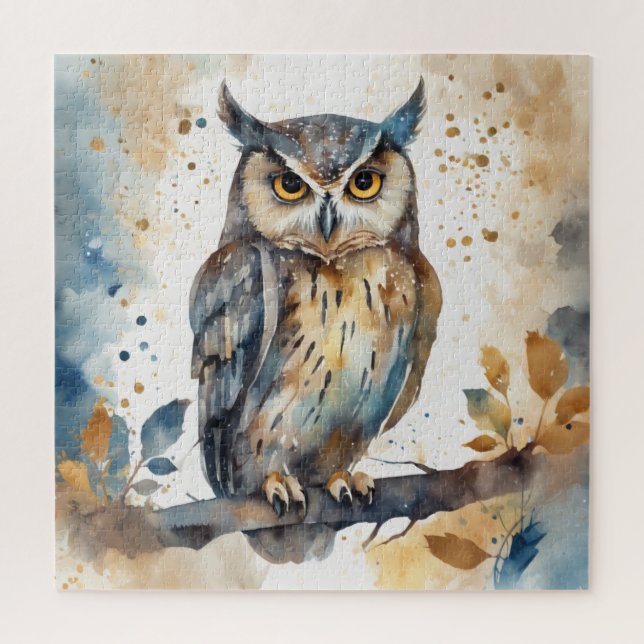 Quebra-cabeça Coruja de Aquarela (Vertical)
