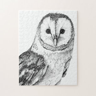 Quebra-cabeça Coruja-De-Barn - Desenho Na Caneta Preta