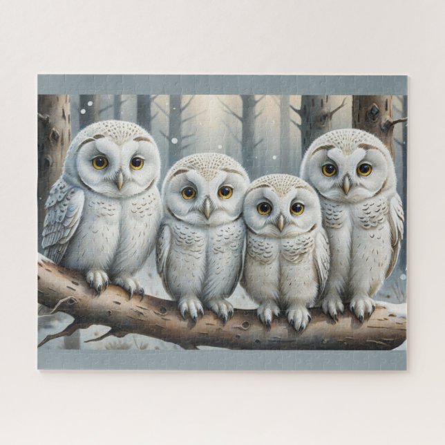 Quebra-cabeça coruja de Natal neve de inverno (Horizontal)