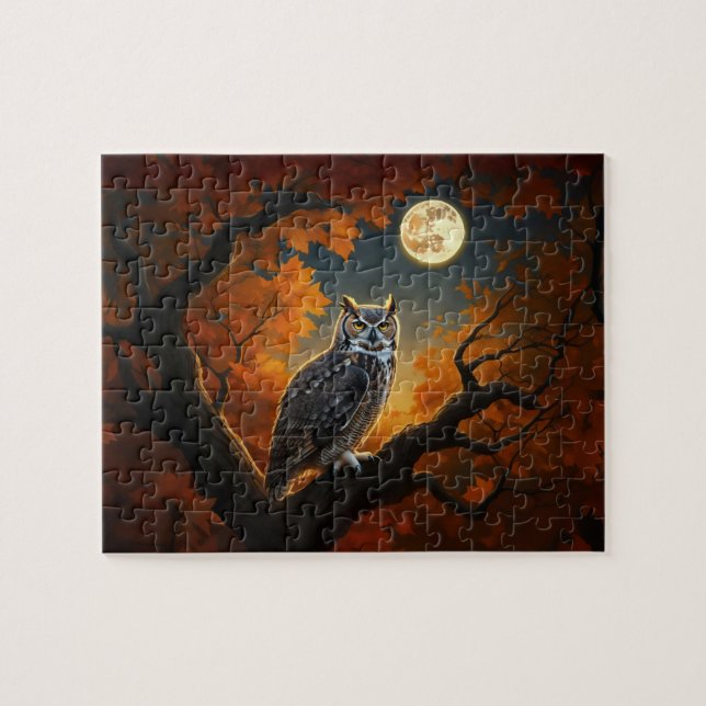 Quebra-cabeça Coruja excelente Corada no outono (Horizontal)