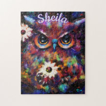 Coruja Floral Impressionista Whimsical Personaliza