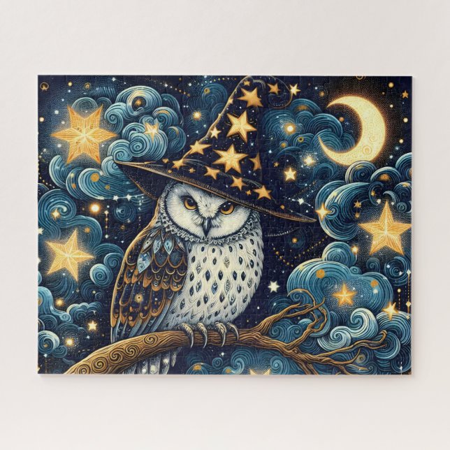Quebra-cabeça Coruja Mágica Noite Estrelada (Horizontal)