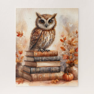 Quebra-cabeça Coruja nos Livros Autumn Watercolor