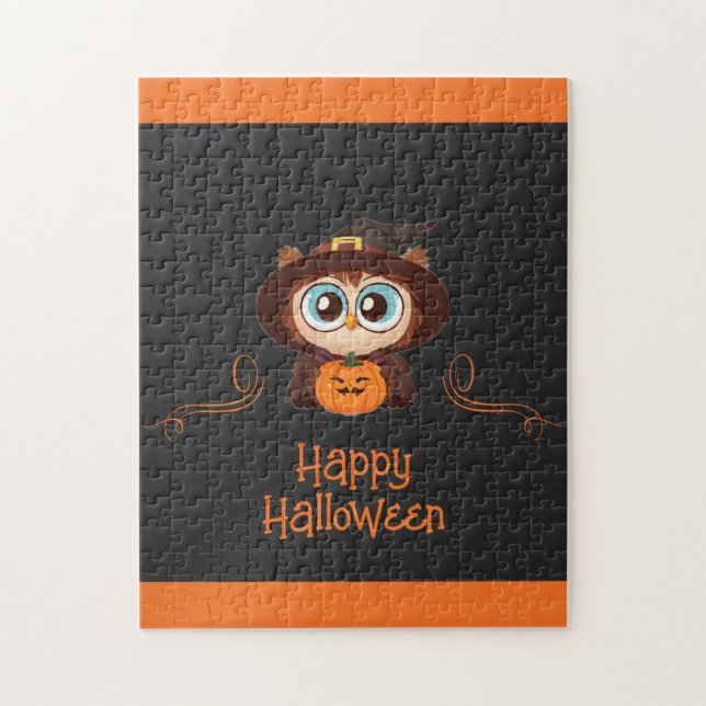 Quebra-cabeça Coruja/Queda/Outono/Halloween/abóbora (Vertical)