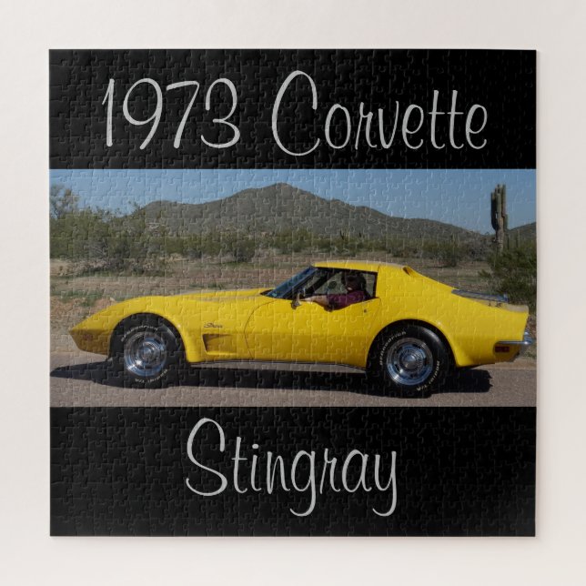 Quebra-cabeça Corvette Stingray amarelo 1973 (Vertical)