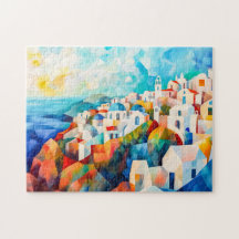 Costa de Santorini em Impressão Artística