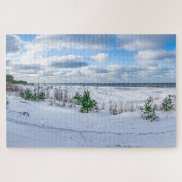 Quebra-cabeça Costa do mar Báltico coberta de neve no inverno