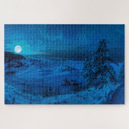 Quebra-cabeça Costa do mar de inverno em lua