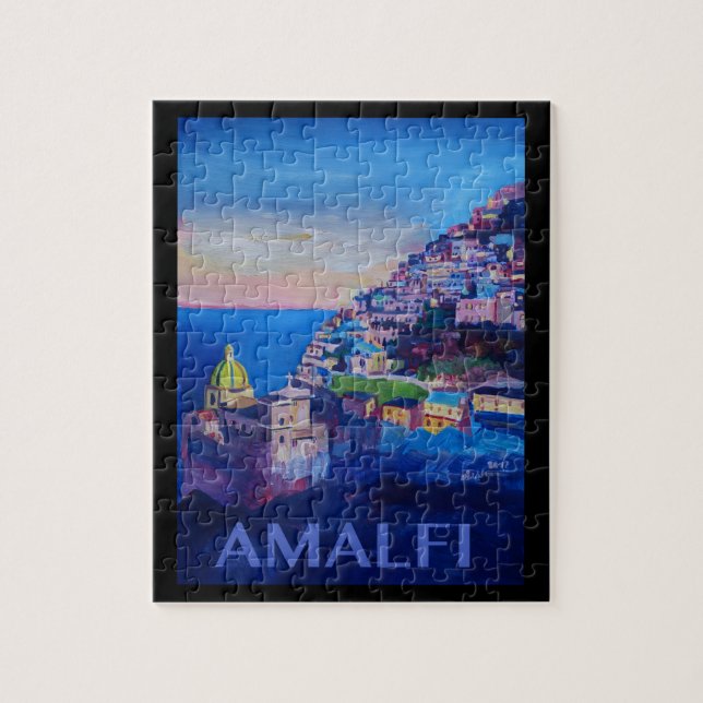 Quebra-cabeça Costa retro Italia de Amalfi do poster (Vertical)
