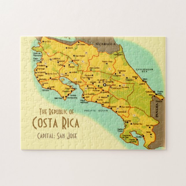 Quebra-cabeça Costa Rica Map 11x14 Puzzle (Horizontal)