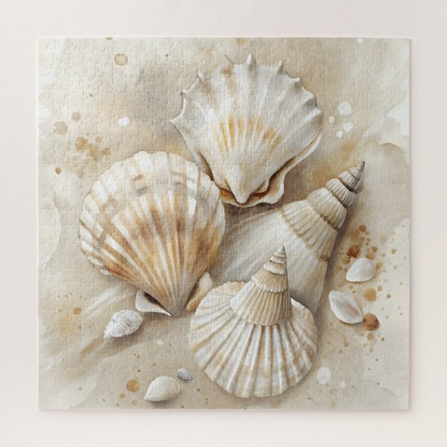 Quebra-cabeça Costeira de Aquarela de Seashell (Vertical)
