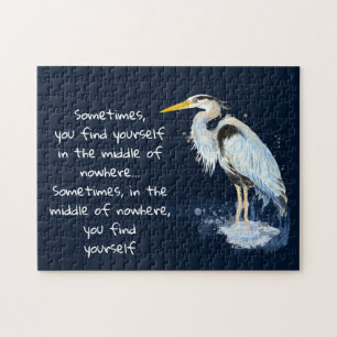 Quebra-cabeça Cota Inspiradora Azul Heron Excelente de Aquarela