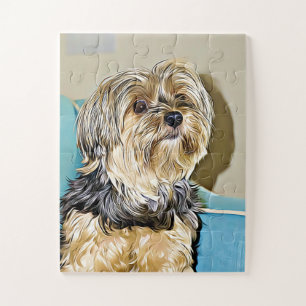 Quebra-cabeça Cote Yorkshire Terrier Puppy Dog Arte Digital