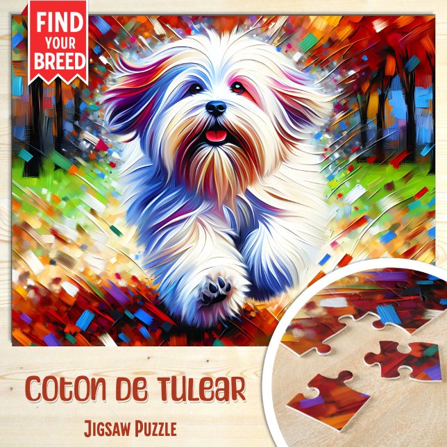 Quebra-cabeça Coton De Tulear Dog Portrait Arte Acrílica Impress (Criador carregado)
