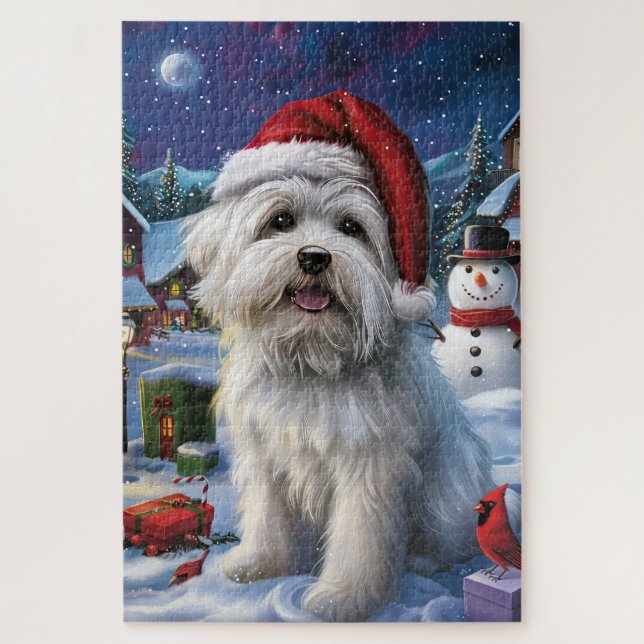 Quebra-cabeça Coton De Tulear Winter Wonderland Natal Joy (Vertical)
