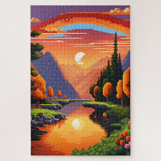 Quebra-cabeça Coucher de soleil en pixel art (Vertical)