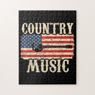 Quebra-cabeça Country Music Guitar American Flag Gift