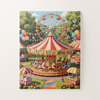 Quebra-cabeça County Fair Carousel for Seniors 30 Large Piece