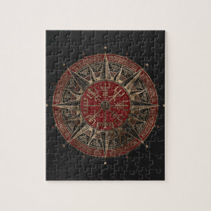 Quebra-cabeça Couro preto e vermelho compasso de Vegvisir - de