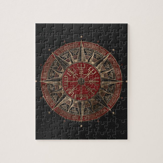 Quebra-cabeça Couro preto e vermelho compasso de Vegvisir - de (Vertical)