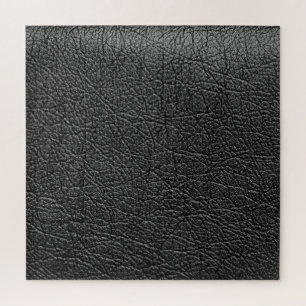 Quebra-cabeça Couro preto: textura em tela fechada.