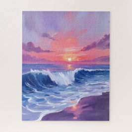 Quebra-cabeça Covil de Algodão Doce | Aquarela Oceano Rosa