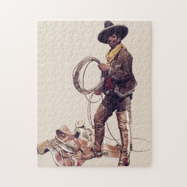 Quebra-cabeça "Cowboy mexicano" por W Herbert Dunton (Vertical)