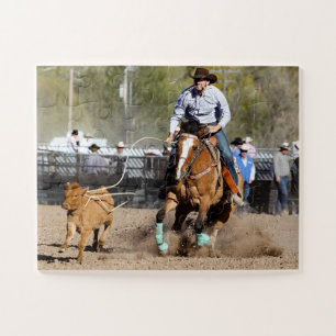 Quebra-cabeça Cowboy Rodeo Amarrar Bezerro Esportes Ocidentais