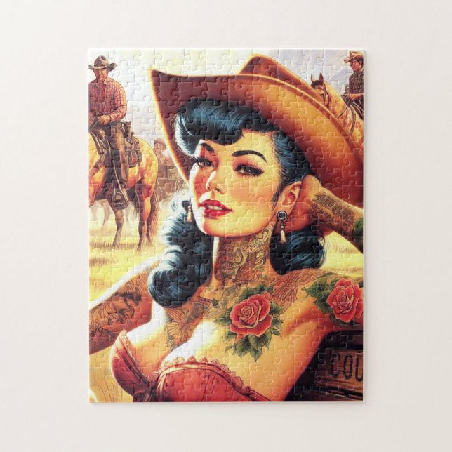 Quebra-cabeça Cowgirl da Tatuagem Quente (Vertical)