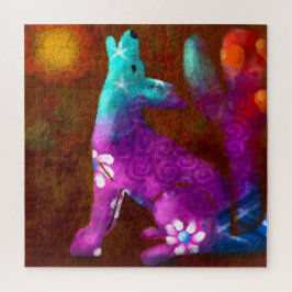 Quebra-cabeça Coyote Abstrato Art Saguaro Cactus Desert Brown