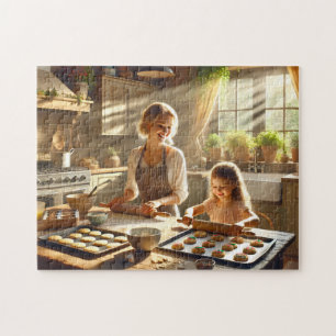 Quebra-cabeça Cozinha Aconchegante de Mãe e Filha: Assando