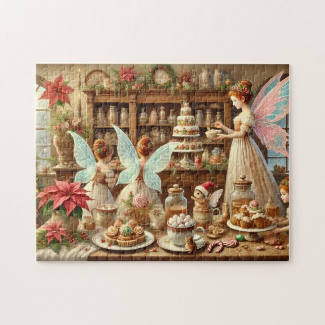 Quebra-cabeça Cozinha de Fadas de Natal Feitiçaria de Bolos de F (Horizontal)