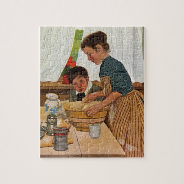 Quebra-cabeça Cozinhar do dia das mães com mamã (Vertical)