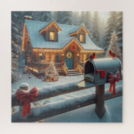 Quebra-cabeça Cozy Christmas Cabin Winter Wonderland
