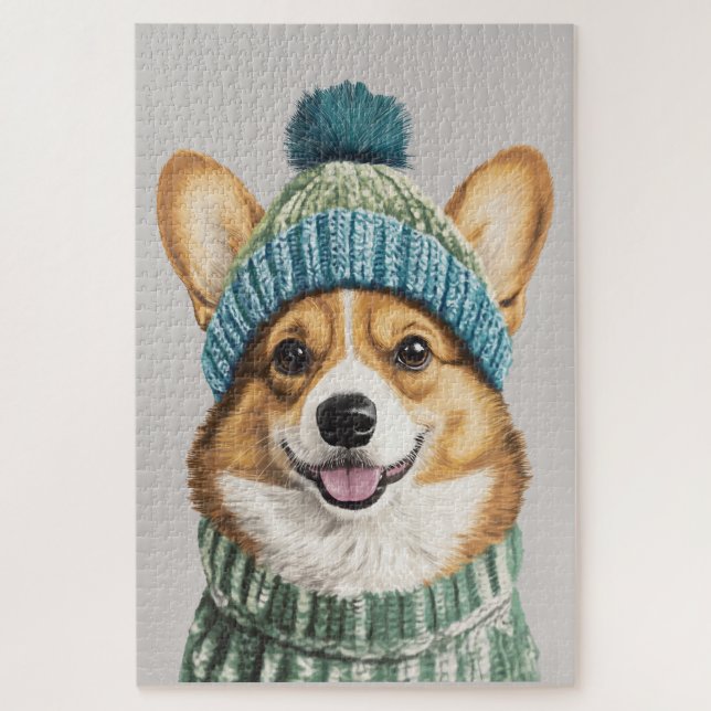 Quebra-cabeça Cozy Corgi na engrenagem de inverno (Vertical)
