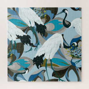 Quebra-cabeça Crane & Lotus: Abstrato Vintage