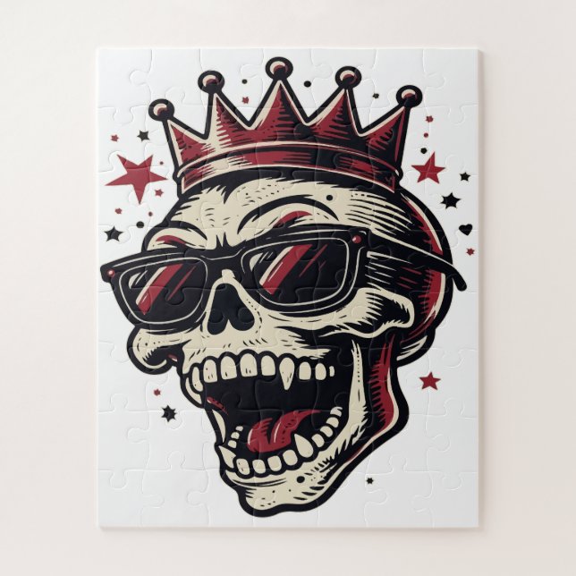 Quebra-cabeça Cráneo de Rei Rockstar com Óculos de Sol (Vertical)