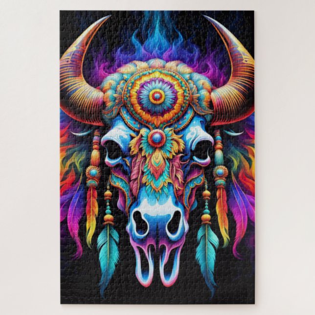 Quebra-cabeça Crânio de Bisonte Nativo (Vertical)