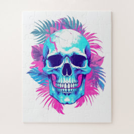 Quebra-cabeça Cranio Floral em Estilo Vaporwave