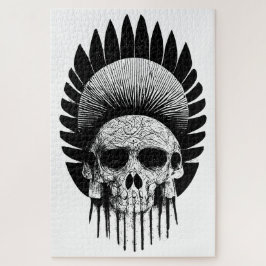 Quebra-cabeça Crânio Índio Negro E Branco