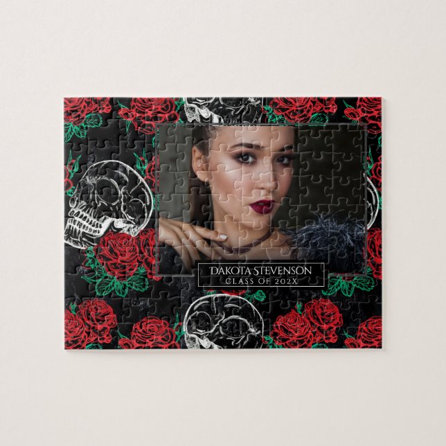 Quebra-cabeça Crânios e Rosas vermelhas | Foto de Graduação de G (Horizontal)
