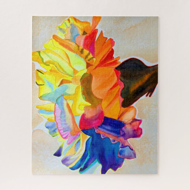 Quebra-cabeça Cravina néon flor de aquarela (Vertical)