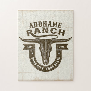 Quebra-cabeça Cravo de Touro de Nome Personalizado Rancho Wester