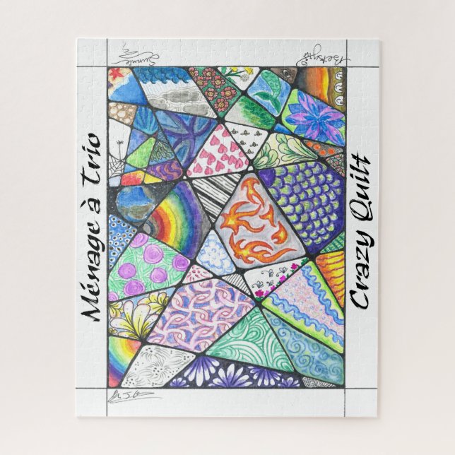 Quebra-cabeça Crazy Quilt com arte de Menage a Tri (Vertical)