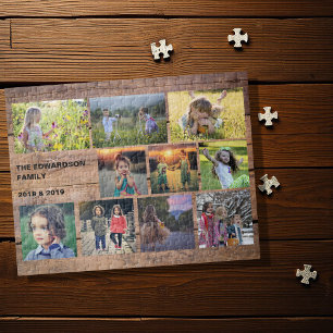 Quebra-cabeça Create your own rustic family photo collage
