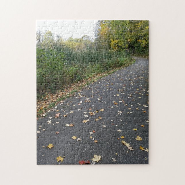 Quebra-cabeça Creative fall trail woods photo jigsaw puzzle (Vertical)