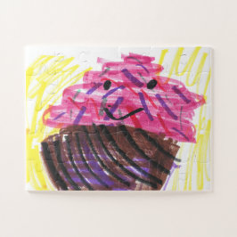 Quebra-cabeça Criança de Cupcake Arco-íris Arte Mágica