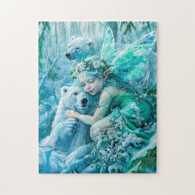 Quebra-cabeça Criança Leiteira e Ursos Polares Reproduzíveis (Vertical)