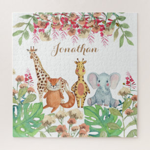 Quebra-cabeça Crianças com aquarelas personalizadas Selva de saf